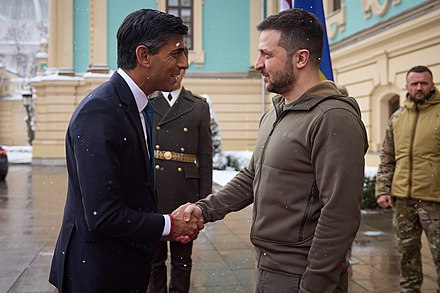 Sunak with Ukrainian president Volodymyr Zelenskyy during his first visit to Kyiv in November 2022