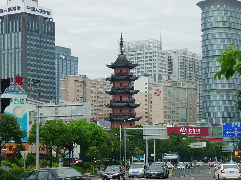 File:Tianfeng Pagoda in urban Ningbo.JPG