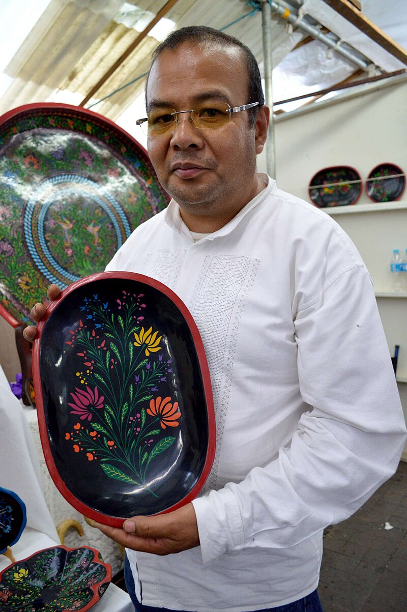 Large Mexican Hand-Painted Water Carafe