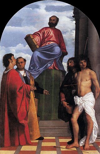 <i>St. Mark Enthroned</i> 1510-11 painting by Titian