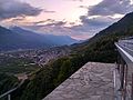 View from the top towards Sondrio of the Roncesvalles Tower of Castionetto of Chiuro