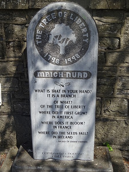 Tree of Liberty monument in Maynooth, noting the influence of the American and French Revolutions