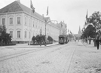 Trondheim Sporvei tram on Munkegata in Trondheim 1907