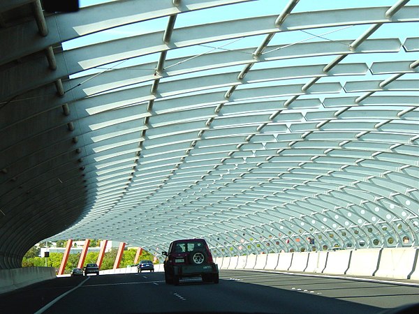 The sound tube in Melbourne, Australia, designed to reduce roadway noise without detracting from the area's aesthetics.