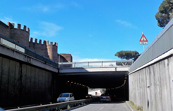 Tunnel in Corso d'Italia, nearby Porta Pinciana under the Aurelian Walls, Rome