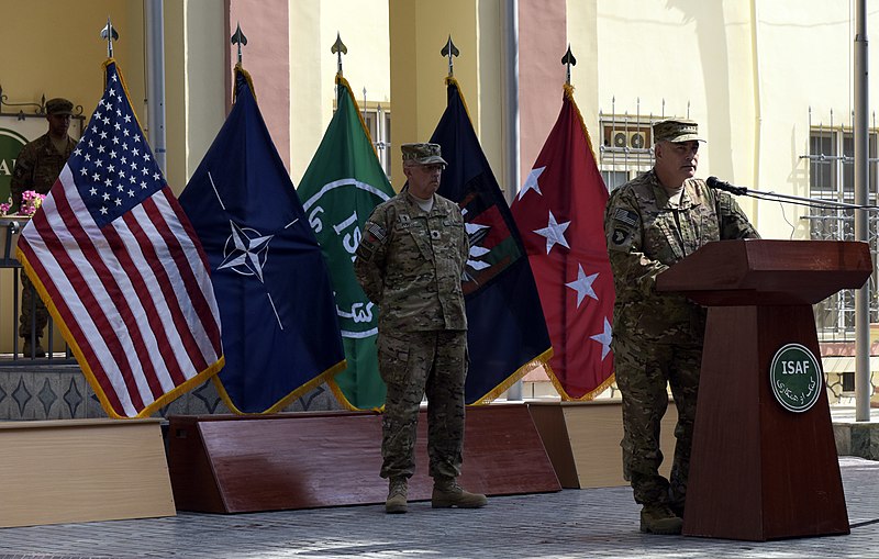 File:U.S. Army Gen. John F. Campbell, at the lectern, the commander of the International Security Assistance Force and U.S. Forces-Afghanistan, addresses a crowd in Kabul, Afghanistan, Sept 140911-A-XE780-013.jpg