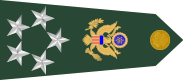 Rank insignia for a General of the Army if it is worn on the Army Green Class "A" service uniform, from September 1959 to October 2015. US Army O11 shoulderboard rotated.svg
