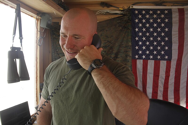 File:U.S. Marine Corps Staff Sgt. Sean Redmond talks on the telephone at Forward Operating Base Edinburgh, Afghanistan, July 16, 2011 110716-M-AN675-004.jpg