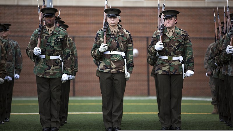 File:U.S. Marines with Bravo Company, Marine Barracks Washington practice for the presidential inauguration parade at Marine Barracks Washington in Washington, D.C 130118-M-ZJ845-659.jpg