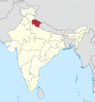 Mapa de localização/Uttarakhand