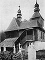 Původní dřevěný kostel svatého Mikiláše, Tichá, okres Vsetín. Zničen 1964.