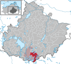 Elhelyezkedése Mecklenburg-Elő-Pomeránia térképén