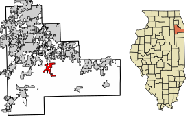 Will County Illinois Incorporated and Unincorporated areas Manhattan Highlighted.svg