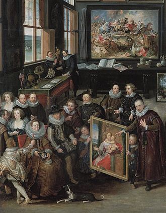Prince Ladislaus Sigismund of Poland visiting Gallery of Cornelis van der Geest in Brussels in 1624 Willem van Haecht Wladyslaw Vasa.JPG