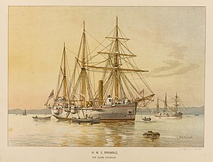 Bramble-class gunboat, built for the Royal Navy in 1886 William Frederick Mitchell - H.M.S. Bramble, 1st class gunboat.jpg