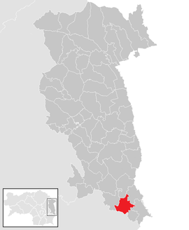 Poloha obce Übersbach v okrese Hartberg-Fürstenfeld (klikacia mapa)