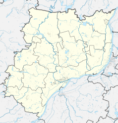Mapa konturowa powiatu świeckiego, blisko dolnej krawiędzi nieco na lewo znajduje się punkt z opisem „Grabówko”
