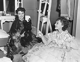 Barbara O'Neil and Luise Rainer on the set.