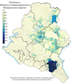 Расселение чеченцев в ЮФО и СКФО по городским и сельским поселениям в %, перепись 2010 г.