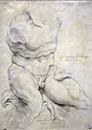 Le Torse du Belvédère (1601-1602) dessin à la craie noire et à la mine de plomb de Pierre Paul Rubens au Rubenshuis d'Anvers