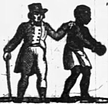 1844 newspaper icon depicting white man with suit and cane, and shackled enslaved black person 1844 newspaper icon depicting white man with suit and cane, and captured enslaved person.jpg