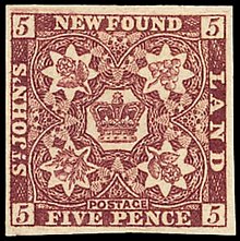 1860 5 pence stamp 1860Newfoundland5dscott12a.jpg