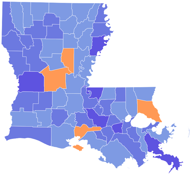 File:1980 United States Senate election in Louisiana results map by parish.svg