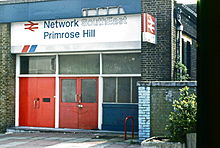 The station entrance in 1990 1990 Primrose Hill station entrance.jpg