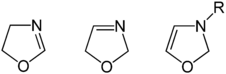 2-oxazoline, 3-oxazoline, and 4-oxazoline (from left to right) 2-,3-,4-Oxazoline.png