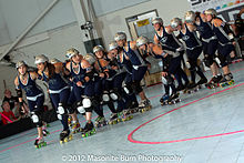 Denver skates out at the 2012 WFTDA Western Region Tournament. 2012-09-23 Westerns Game 17-0007.jpg