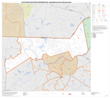 Map of Massachusetts House of Representatives' 36th Middlesex district, 2013. Based on the 2010 United States census. 2013 map 36th Middlesex district Massachusetts House of Representatives DC10SLDL25153 001.png