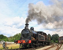 TVR 85 departing Keighley, with a vintage (L&YR) train set. 2017. 20170806104719 IMG 0929-01.jpg