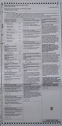 A blank 2020 General Election Ballot from Sumter County. 2020 General Election Ballot in Sumter County.jpg