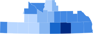 Results by county:
Ettinger-->90%
Ettinger--70-80%
Ettinger--60-70%
Ettinger--50-60%
Ettinger--40-50% 2022 Minnesota's 1st congressional district special Democratic primary election results map by county.svg