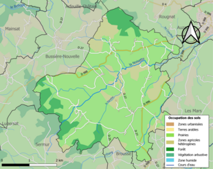 Barevná mapa znázorňující využití půdy.