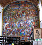 Mural en Biblioteca Gertrudis Bocanegra, Pátzcuaro, Michoacán.
