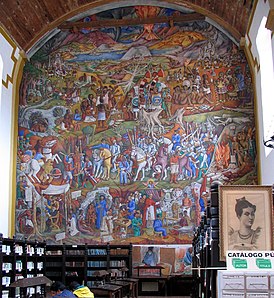 В начале 1940 гг. бывший дворец Св. Августина был преобразован в публичную библиотеку имени Гертруды Боканегра. Мексиканский художник Хуан О’Горман изобразил историю Мичоакан на картине, которую установили в том месте, где раньше был алтарь. Эрендира слева на белой лошади.