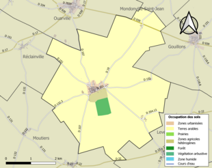 Barevná mapa znázorňující využití půdy.