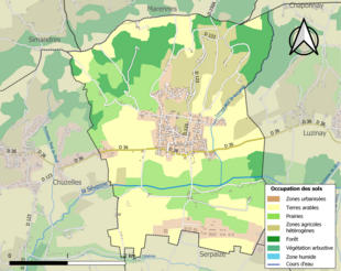 Kolorowa mapa przedstawiająca zagospodarowanie terenu.