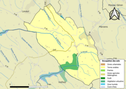 Kolorowa mapa przedstawiająca użytkowanie gruntów.