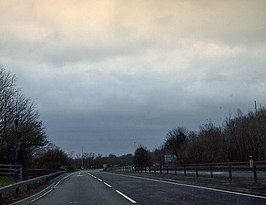 De A36 vlak voor het knooppunt met de A303