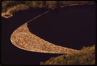 <span class="mw-page-title-main">Log boom</span> Barrier across a river to contain floating logs