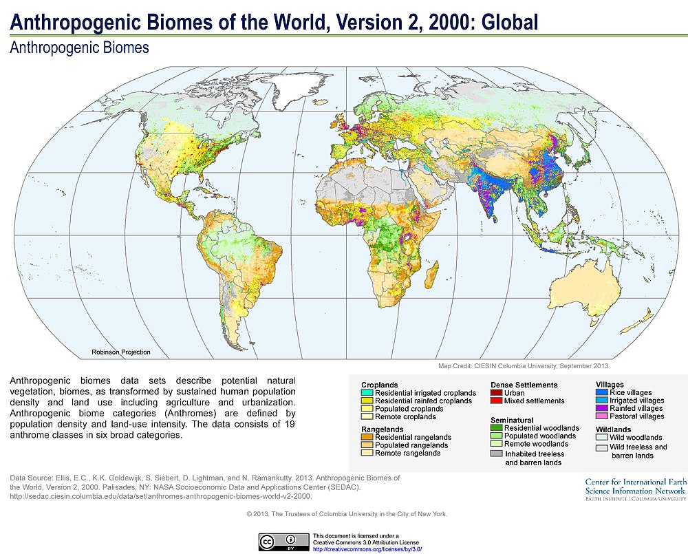 Anthropogenic biomes of the world