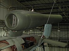 The pulsejet's forward support pylon's differing shape on the original V-1 ordnance