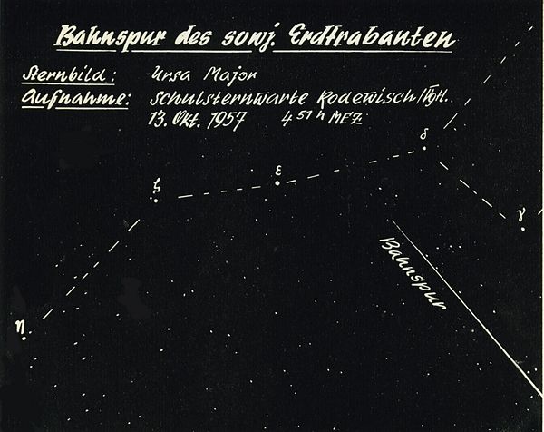 First ground track of Sputnik 1 on 13 October 1957 4:51 from Rodewisch