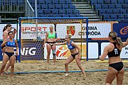 Deutsch: Beachhandball Europameisterschaften 2019 (Beach handball Euro); Tag 5: 6. Juli 2019 – Frauen, Platzierungsspiel für die Ränge 17–20, Nordmazedonien-Slowenien 0:2 (10:13, 9:15) English: Beach handball Euro; Day 5: 6 July 2019 – Placement Match/Cross Match for rank 17–20 Women – North Macedonia-Slovenia 0:2 (10:13, 9:15)