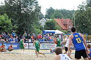 Deutsch: Beachhandball Europameisterschaften 2019 (Beach handball Euro); Tag 2: 3. Juli 2019 – Männer, Vorrunde Gruppe D, Ungarn-Schweden 2:0 (23:22, 32:24) English: Beach handball Euro; Day 2: 3 July 2019 – Women Preliminary Round Group A – Men Preliminary Round Group D – Hungary-Sweden 2:0 (23:22, 32:24)