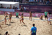 Deutsch: Beachhandball bei den Olympischen Jugendspielen 2018; Tag 4, 10. Oktober 2018; Mädchen, Vorrunde, Gruppe A - Ungarn-Chinese Taipei (Taiwan) 2:0 English: Beach handball at the 2018 Summer Youth Olympics at 10 October 2018 – Girls Preliminary Round Group A‎ – Hungary-Chinese Taipei 2:0