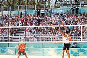 Deutsch: Beachvolleyball bei den Olympischen Jugendspielen 2018; Tag 8, 14. Oktober 2018; Mädchen, Achtelfinale – Mexiko-China 0:2 (15–21/16–21) English: Beach volleyball at the 2018 Summer Youth Olympics at 14 October 2018 – Girls Round of 16 – Mexico-China 0:2 (15–21/16–21)