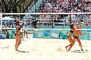 Deutsch: Beachvolleyball bei den Olympischen Jugendspielen 2018; Tag 9, 15. Oktober 2018; Mädchen, Viertelfinale: USA-Spanien 2–1 (21–19/17–21/15–9) English: Beach volleyball at the 2018 Summer Youth Olympics at 15 October 2018 – Girls Quarterfinals: USA-Spain 2–1 (21–19/17–21/15–9)